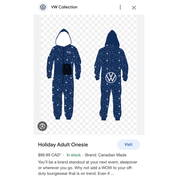 Volkswagen VW Collection Holiday Adult Onesie Size Men’s Large - Picture 5 of 5